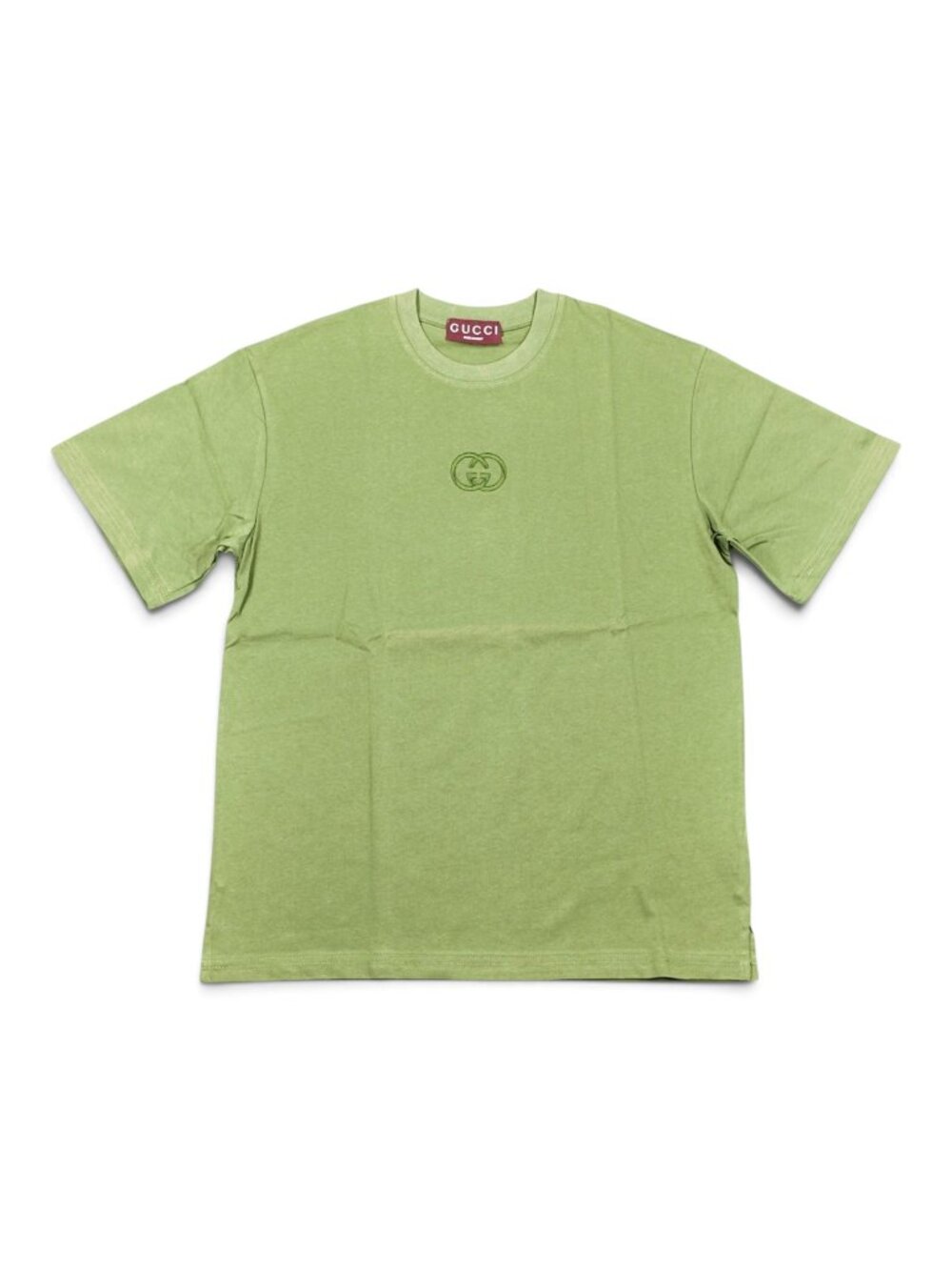 Gucci Green Interlocking GG Embroidered Logo Cotton Crewneck T-Shirt